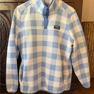 L.L. Bean Blue and Cream Plaid Pullover
